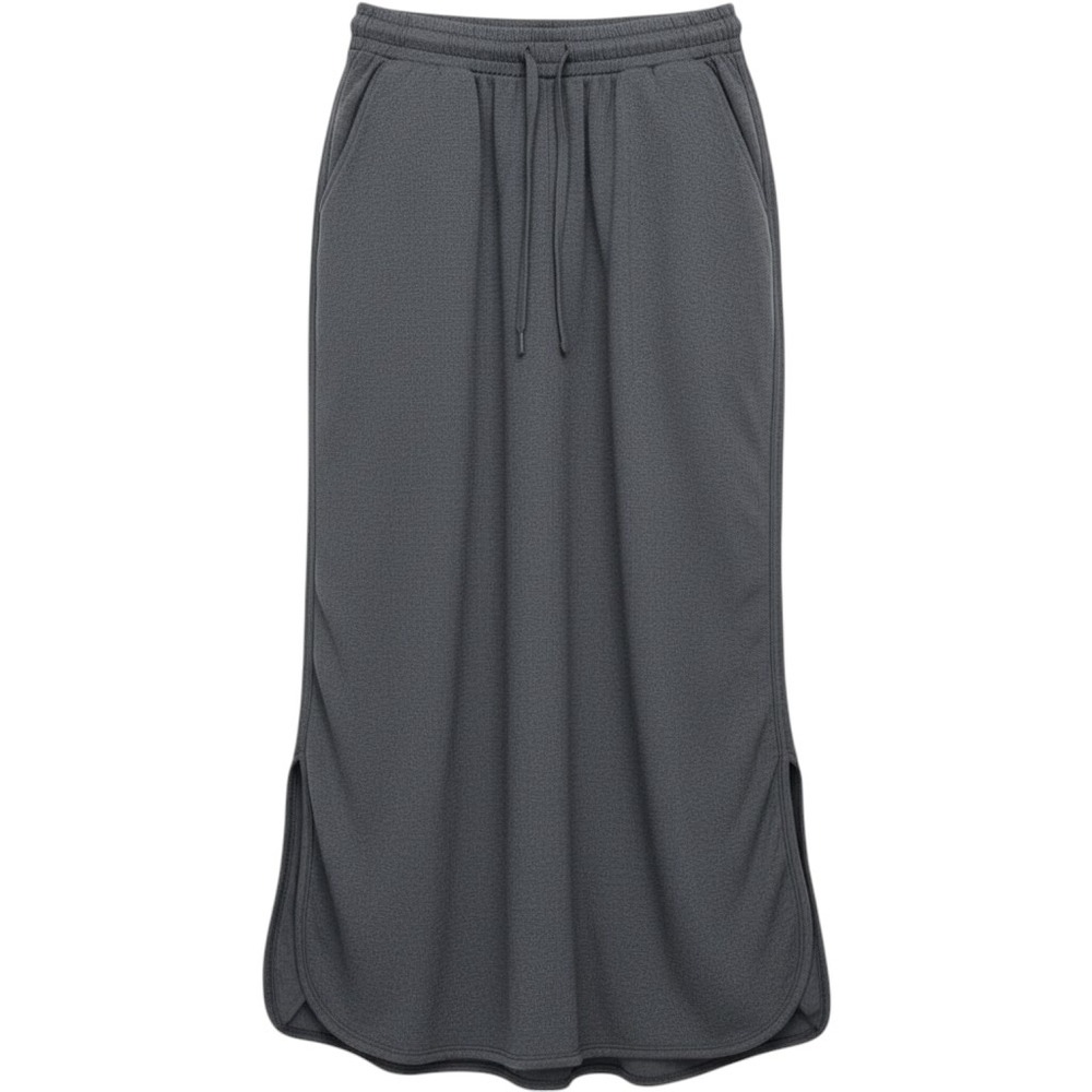 Three Bird Nest Grey Drawstring Maxi Skirt Side Slits Small MS5879 Made in USA